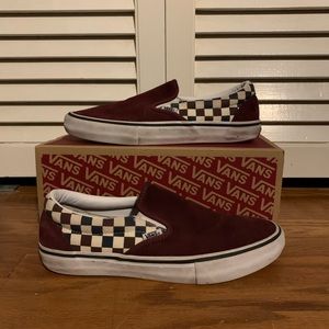 Vans Slip On Pro Maroon and Blue Checkered